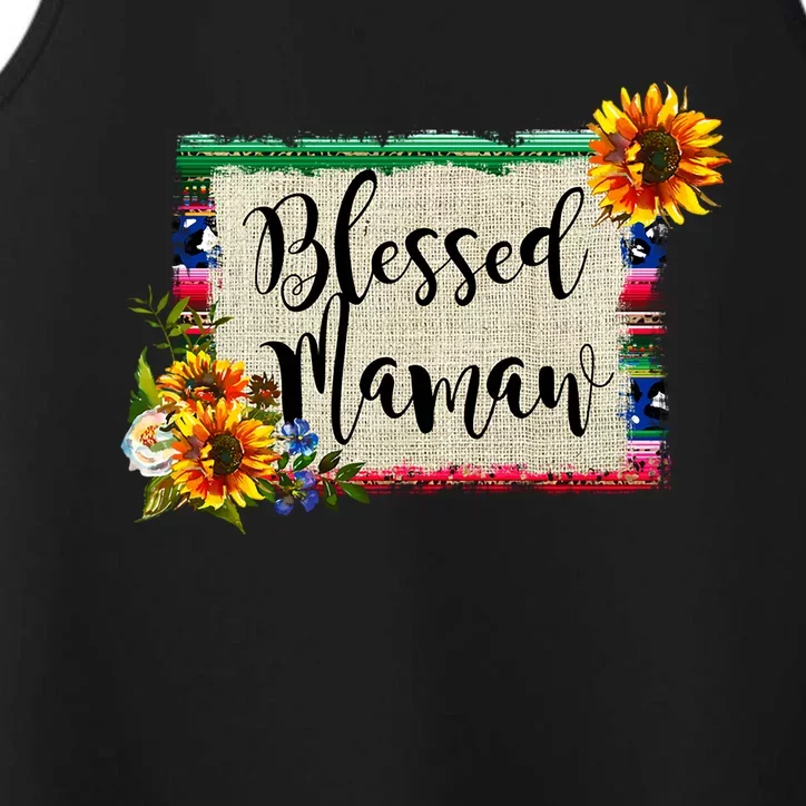 Blessed Mamaw Grandmother Floral Gift Performance Tank