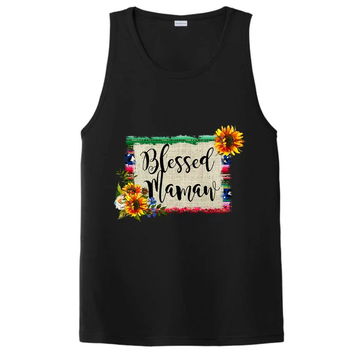 Blessed Mamaw Grandmother Floral Gift Performance Tank