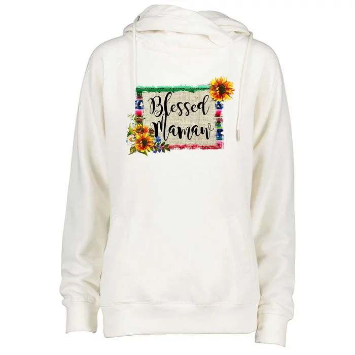 Blessed Mamaw Grandmother Floral Gift Womens Funnel Neck Pullover Hood