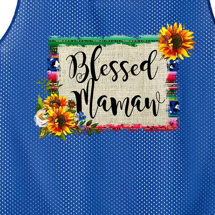 Blessed Mamaw Grandmother Floral Gift Mesh Reversible Basketball Jersey Tank