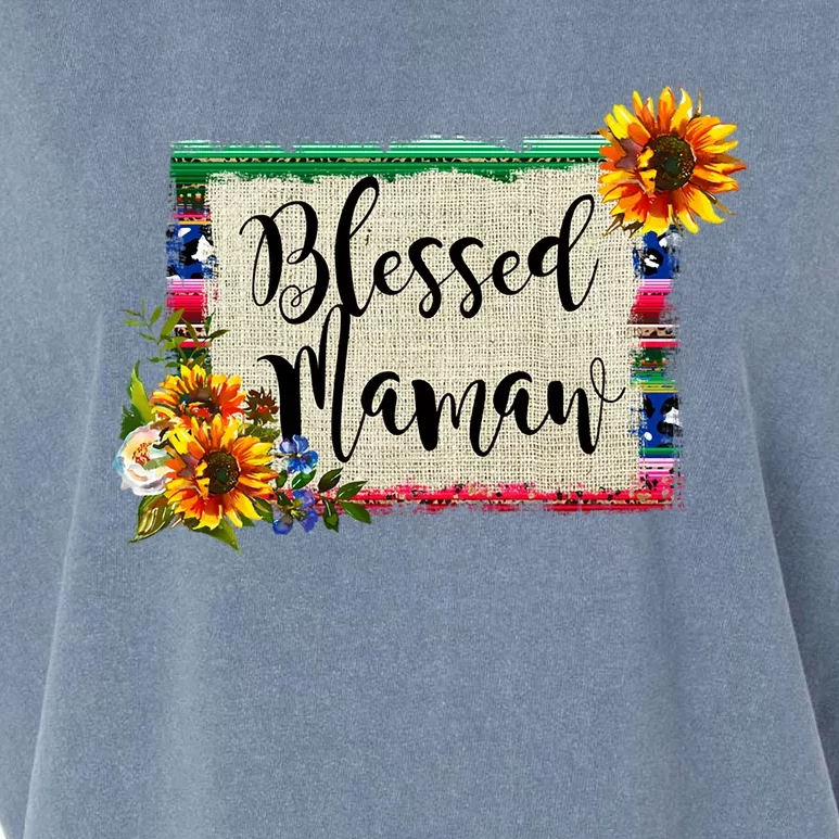 Blessed Mamaw Grandmother Floral Gift Garment-Dyed Women's Muscle Tee