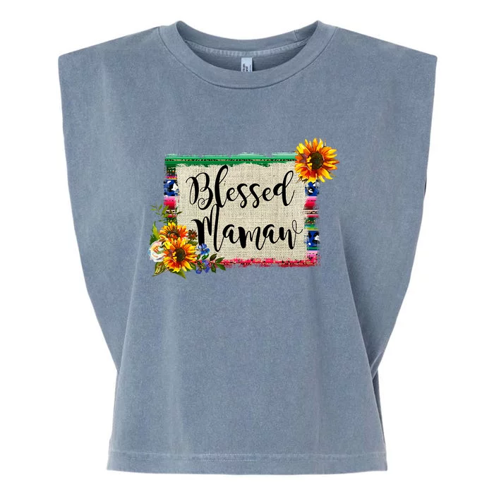 Blessed Mamaw Grandmother Floral Gift Garment-Dyed Women's Muscle Tee