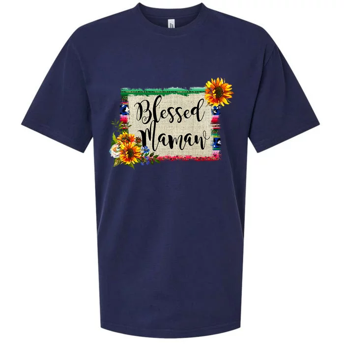 Blessed Mamaw Grandmother Floral Gift Sueded Cloud Jersey T-Shirt