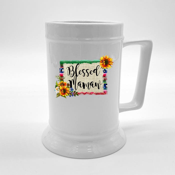 Blessed Mamaw Grandmother Floral Gift Front & Back Beer Stein