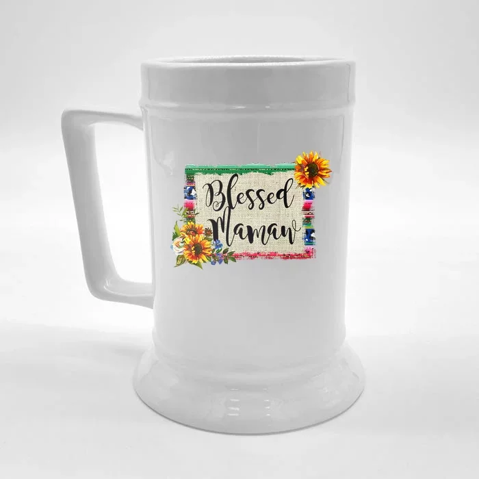 Blessed Mamaw Grandmother Floral Gift Front & Back Beer Stein