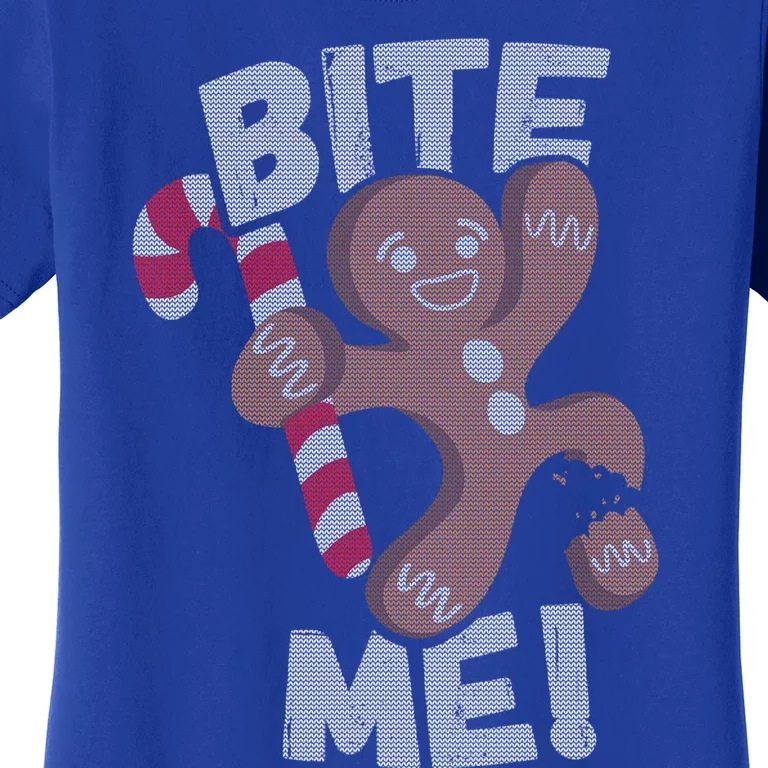 Bite Me Gingerbread Funny Christmas Gift Women's T-Shirt