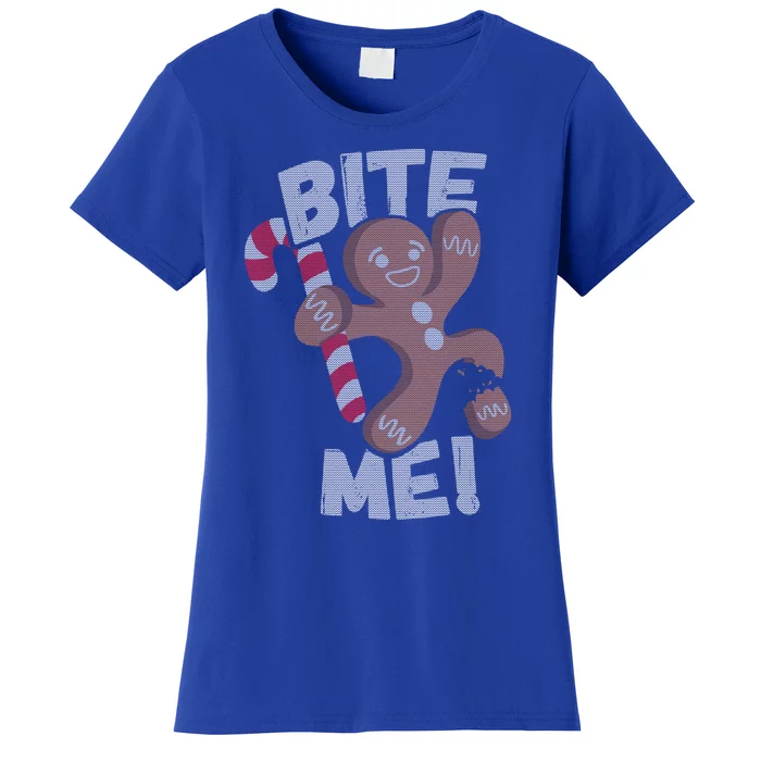 Bite Me Gingerbread Funny Christmas Gift Women's T-Shirt