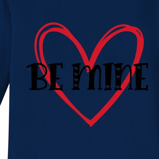 Be Mine Heart Line Valentine's Day Gift Baby Long Sleeve Bodysuit