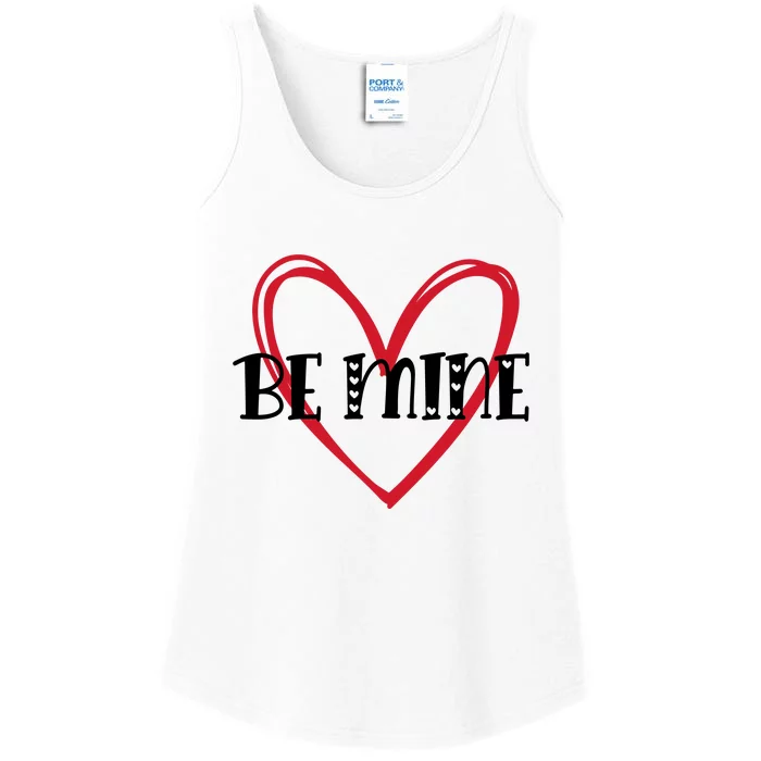 Be Mine Heart Line Valentine's Day Gift Ladies Essential Tank