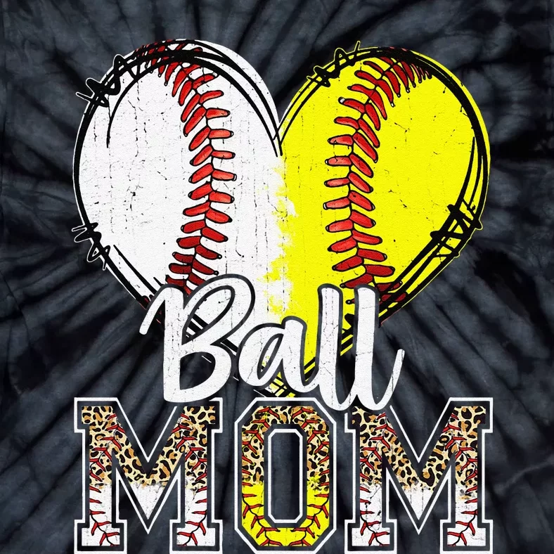 Ball Mom Heart Funny Baseball Soccer Mom Tie-Dye T-Shirt