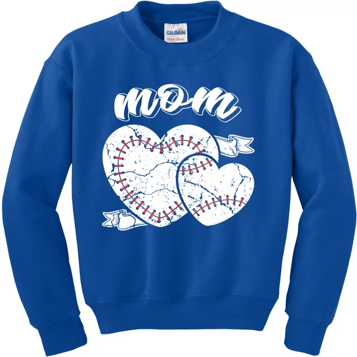 Baseball Mom Heart Ball Cool Baseball Proud Grandma Mothers Gift Kids Sweatshirt