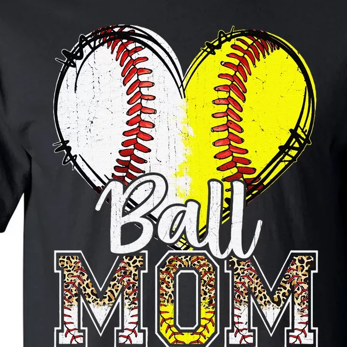 Ball Mom Heart Funny Baseball Soccer Mom Tall T-Shirt