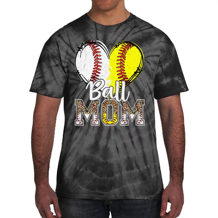 Ball Mom Heart Funny Baseball Soccer Mom Tie-Dye T-Shirt