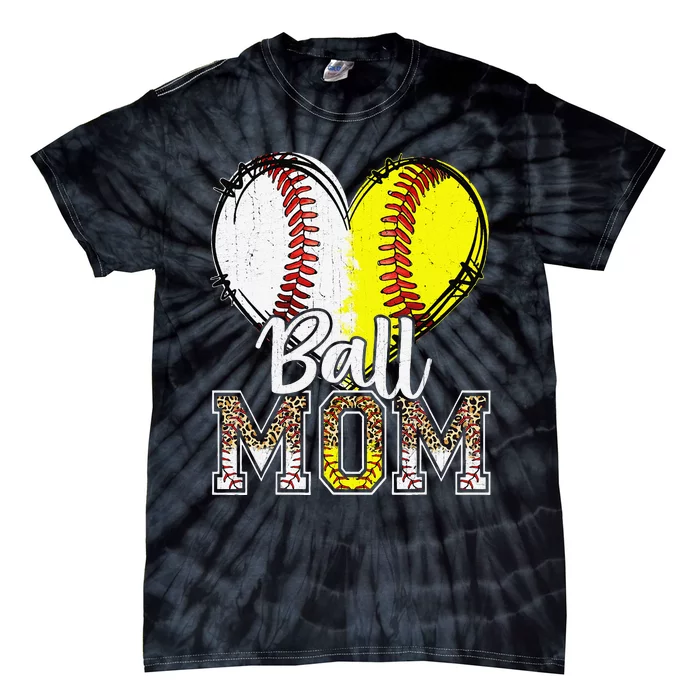 Ball Mom Heart Funny Baseball Soccer Mom Tie-Dye T-Shirt