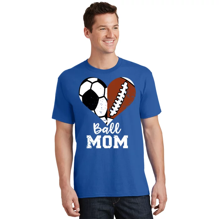 Ball Mom Heart Funny Football Soccer Mom Cute Gift T-Shirt