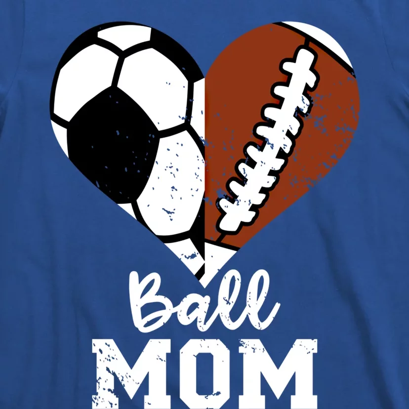 Ball Mom Heart Funny Football Soccer Mom Cute Gift T-Shirt