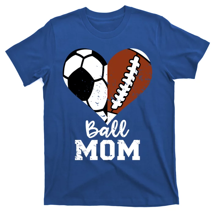 Ball Mom Heart Funny Football Soccer Mom Cute Gift T-Shirt