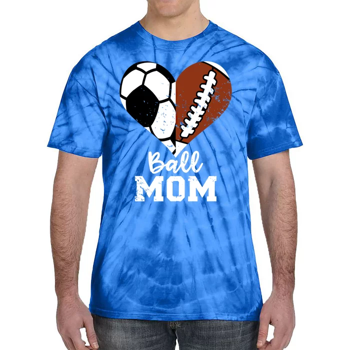 Ball Mom Heart Funny Football Soccer Mom Cute Gift Tie-Dye T-Shirt