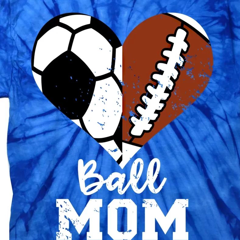 Ball Mom Heart Funny Football Soccer Mom Cute Gift Tie-Dye T-Shirt