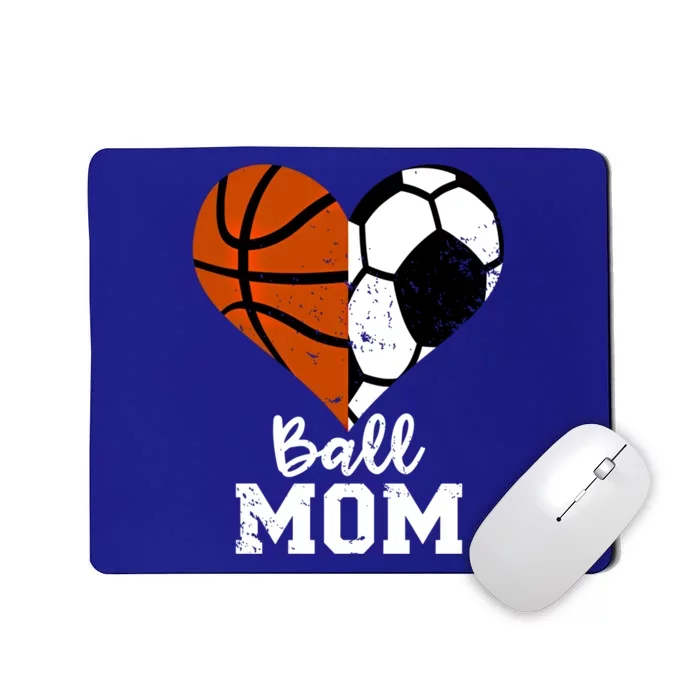 Ball Mom Heart Funny Soccer Basketball Mom Gift Mousepad