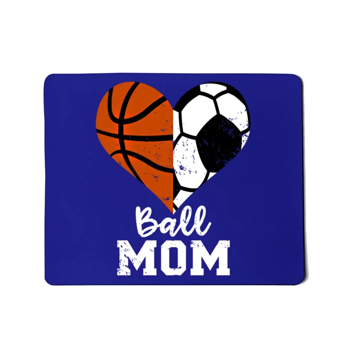 Ball Mom Heart Funny Soccer Basketball Mom Gift Mousepad