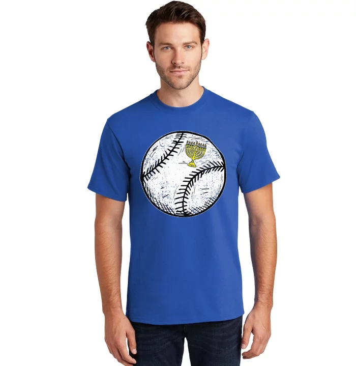 Baseball Menorah Hanukkah Chanukah Jewish Jew Tall T-Shirt