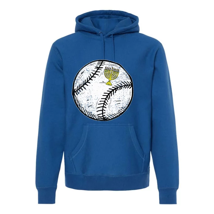 Baseball Menorah Hanukkah Chanukah Jewish Jew Premium Hoodie