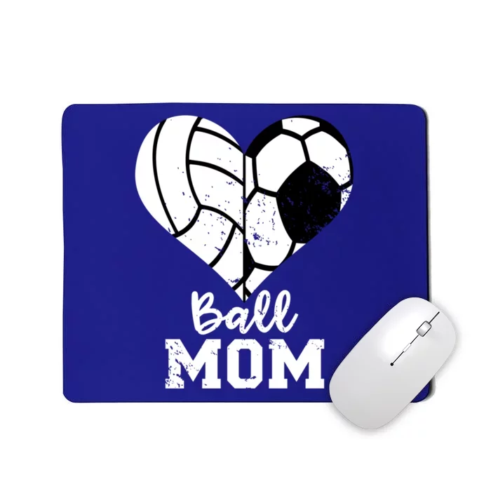 Ball Mom Heart Funny Soccer Volleyball Mom Gift Mousepad