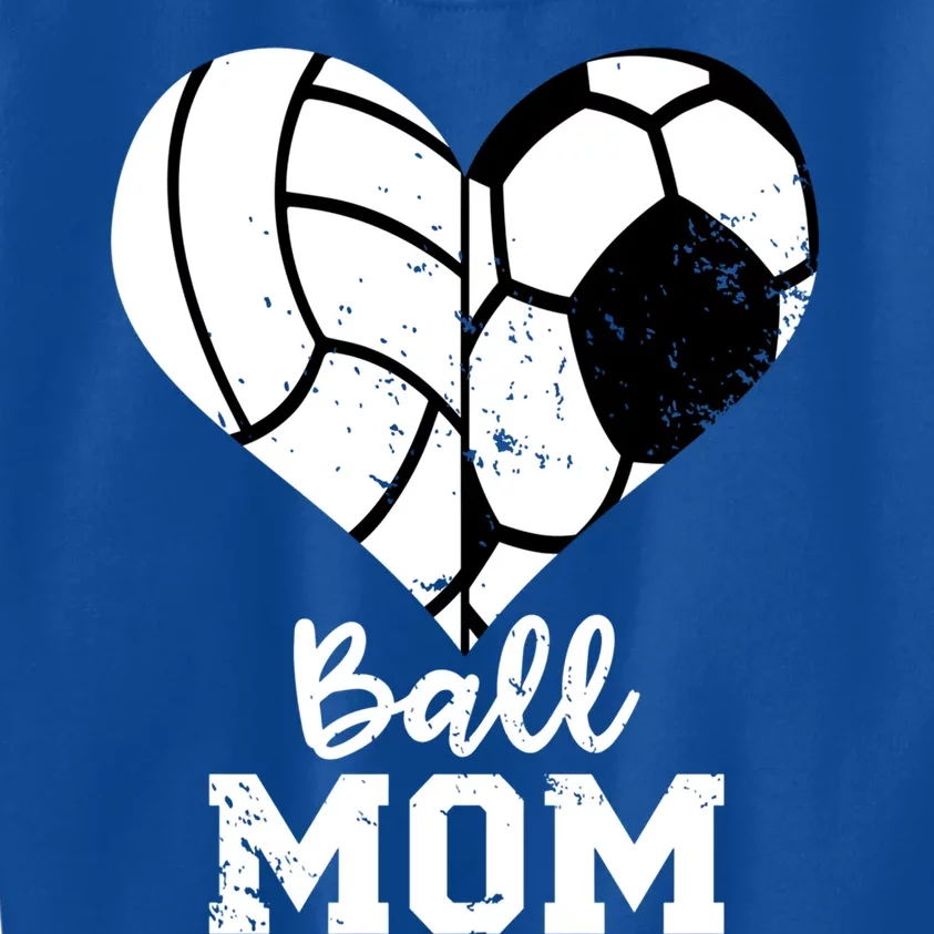 Ball Mom Heart Funny Soccer Volleyball Mom Gift Kids Sweatshirt