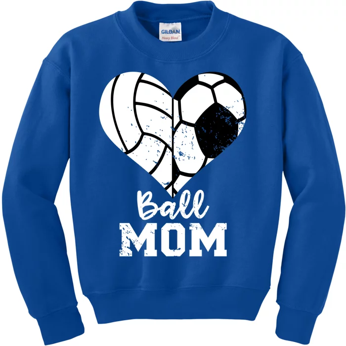 Ball Mom Heart Funny Soccer Volleyball Mom Gift Kids Sweatshirt