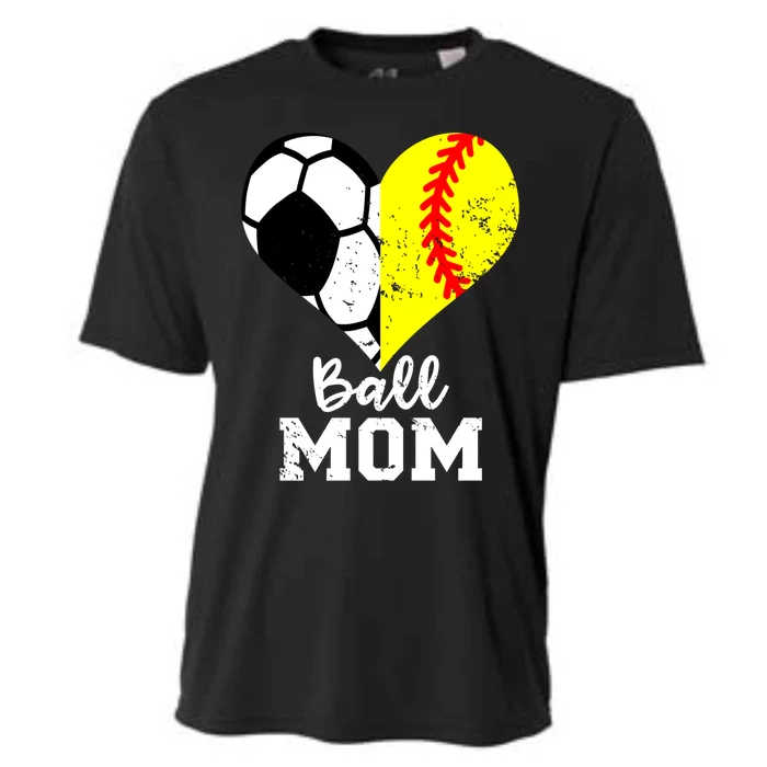 Ball Mom Heart Funny Softball Soccer Mom Gift Cooling Performance Crew T-Shirt