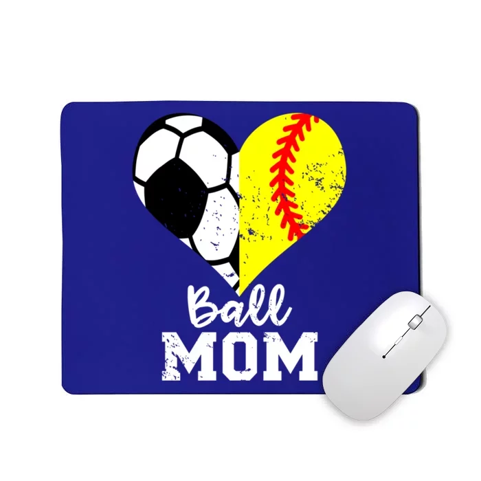 Ball Mom Heart Funny Softball Soccer Mom Gift Mousepad