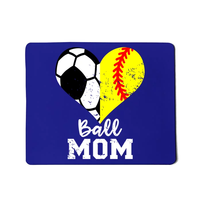 Ball Mom Heart Funny Softball Soccer Mom Gift Mousepad