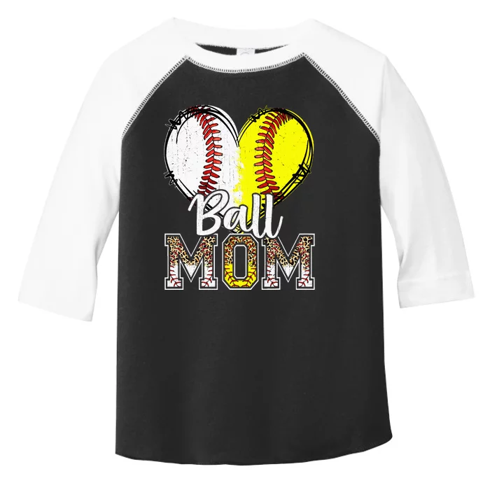 Ball Mom Heart Baseball Softball Mama Women Mothers Day Toddler Fine Jersey T-Shirt