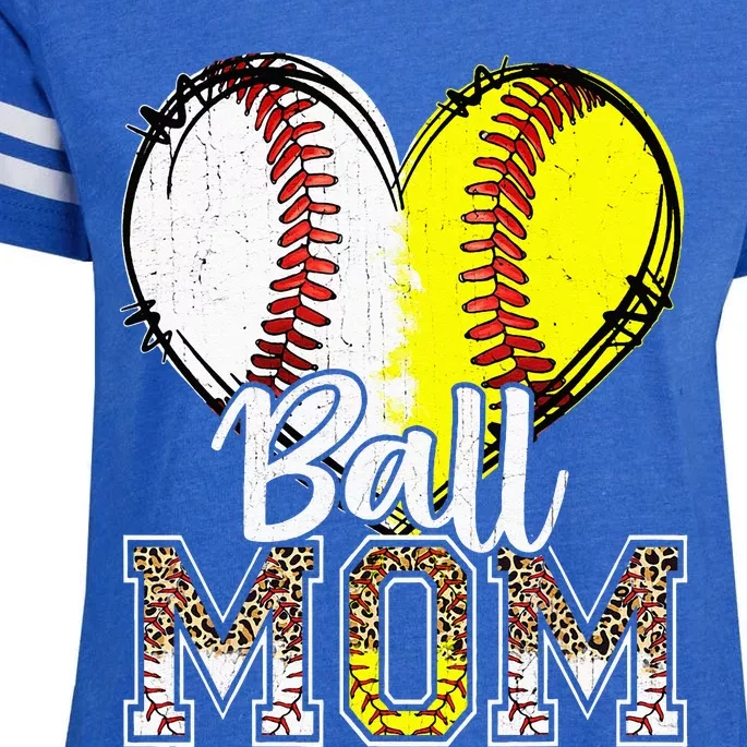 Ball Mom Heart Baseball Softball Mama Women Mothers Day Enza Ladies Jersey Football T-Shirt