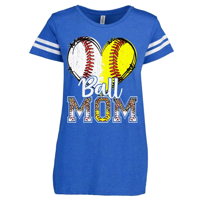 Ball Mom Heart Baseball Softball Mama Women Mothers Day Enza Ladies Jersey Football T-Shirt