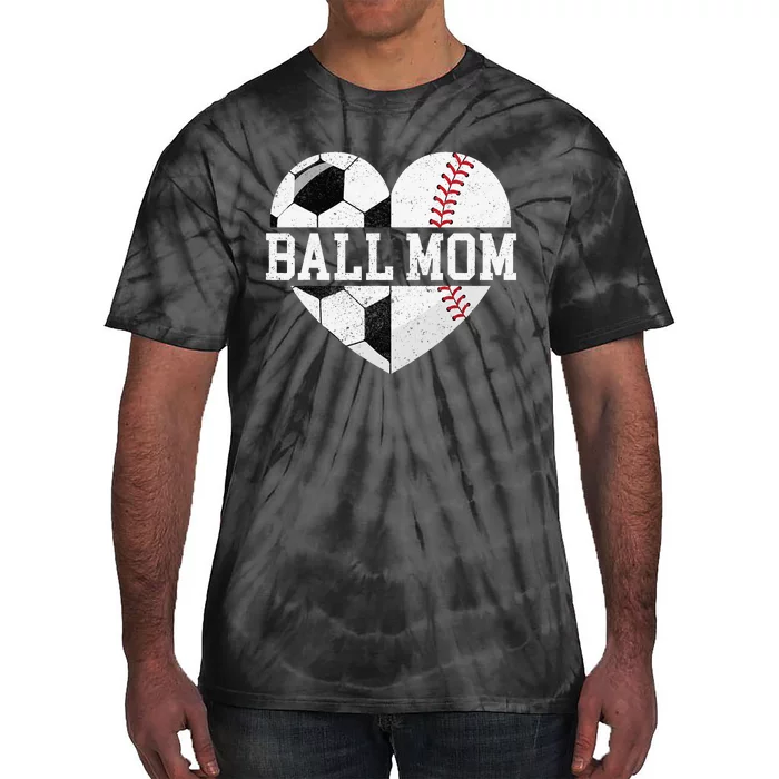 Ball Mom Heart Baseball Soccer Mom Tie-Dye T-Shirt