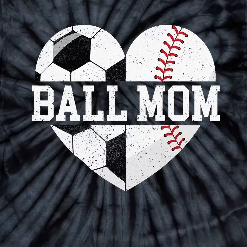 Ball Mom Heart Baseball Soccer Mom Tie-Dye T-Shirt