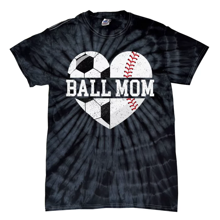 Ball Mom Heart Baseball Soccer Mom Tie-Dye T-Shirt