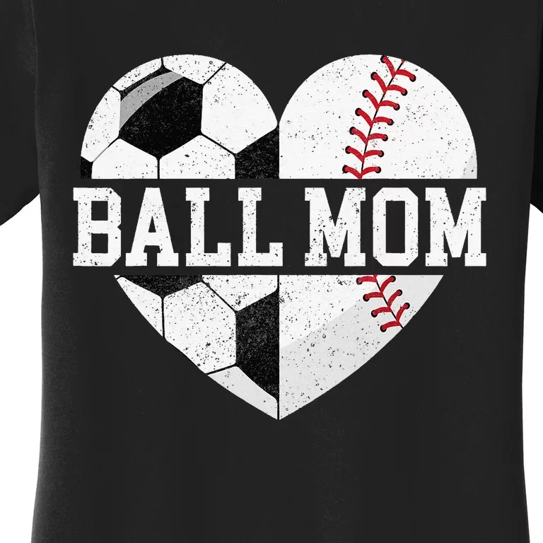 Ball Mom Heart Baseball Soccer Mom Women's T-Shirt