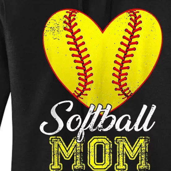 Ball Mom Heart Baseball Softball Mama Women Mothers Day 2024 Women's Pullover Hoodie