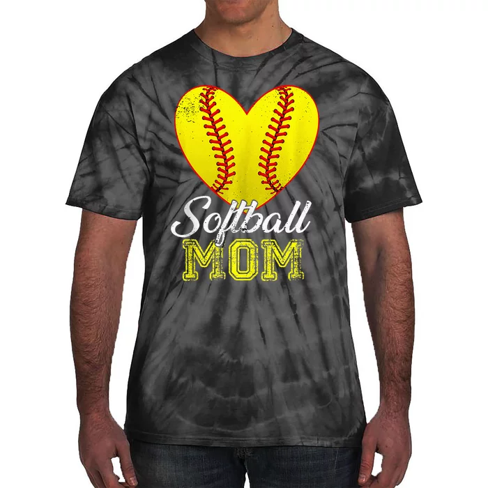 Ball Mom Heart Baseball Softball Mama Women Mothers Day 2024 Tie-Dye T-Shirt