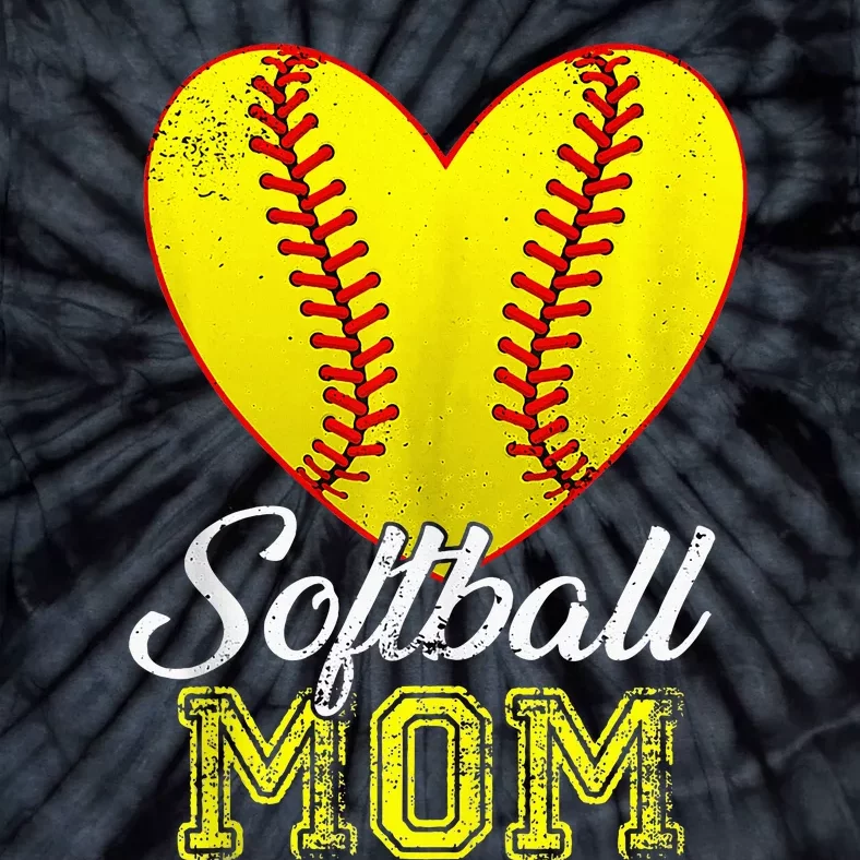 Ball Mom Heart Baseball Softball Mama Women Mothers Day 2024 Tie-Dye T-Shirt