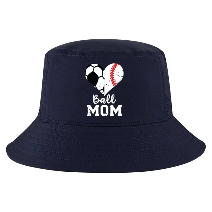 Ball Mom Heart Funny Baseball Soccer Mom Cool Comfort Performance Bucket Hat