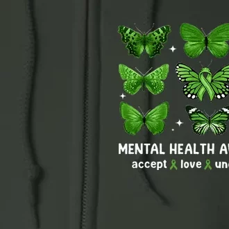 Butterfly Mental Health Awareness Accept Love Understand Full Zip Hoodie