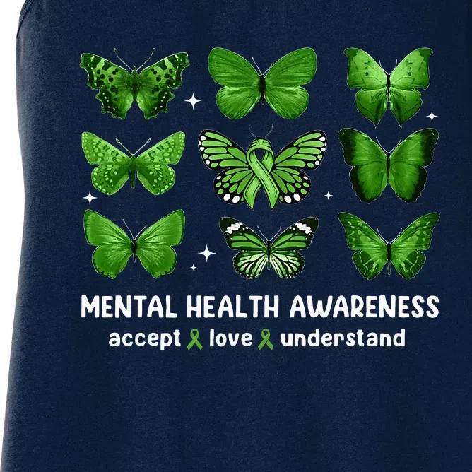 Butterfly Mental Health Awareness Accept Love Understand Women's Racerback Tank