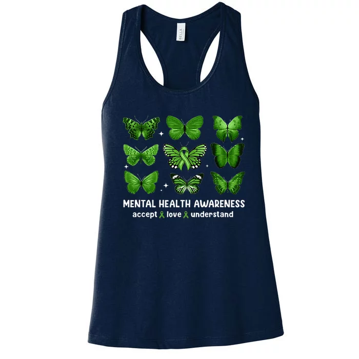 Butterfly Mental Health Awareness Accept Love Understand Women's Racerback Tank