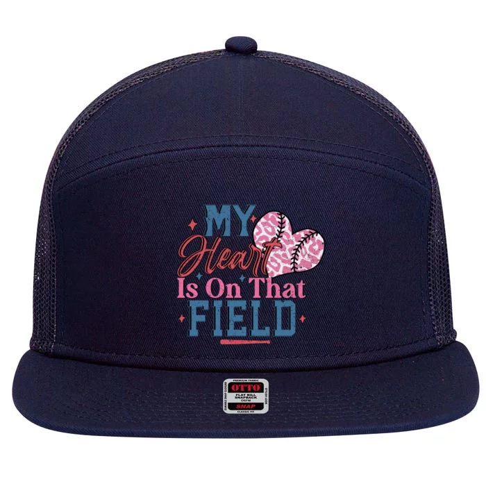 Baseball Mom Heartwarming Design For Proud Baseball Moms Funny Gift 7 Panel Mesh Trucker Snapback Hat