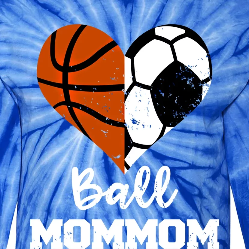 Ball Mommom Heart Funny Soccer Basketball Mom Mom Great Gift Tie-Dye Long Sleeve Shirt