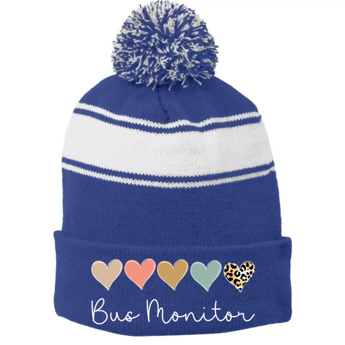 Bus Monitor Heart Bus Squad Valentine's Day Cool Gift Stripe Pom Pom Beanie